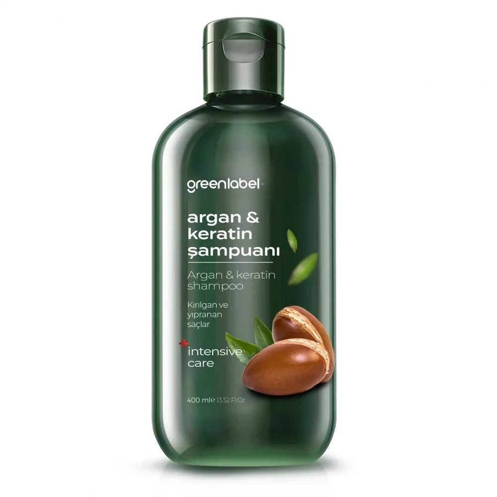 Șampon Profesional Greenlabel cu Ulei de Argan și Keratină 400ML.